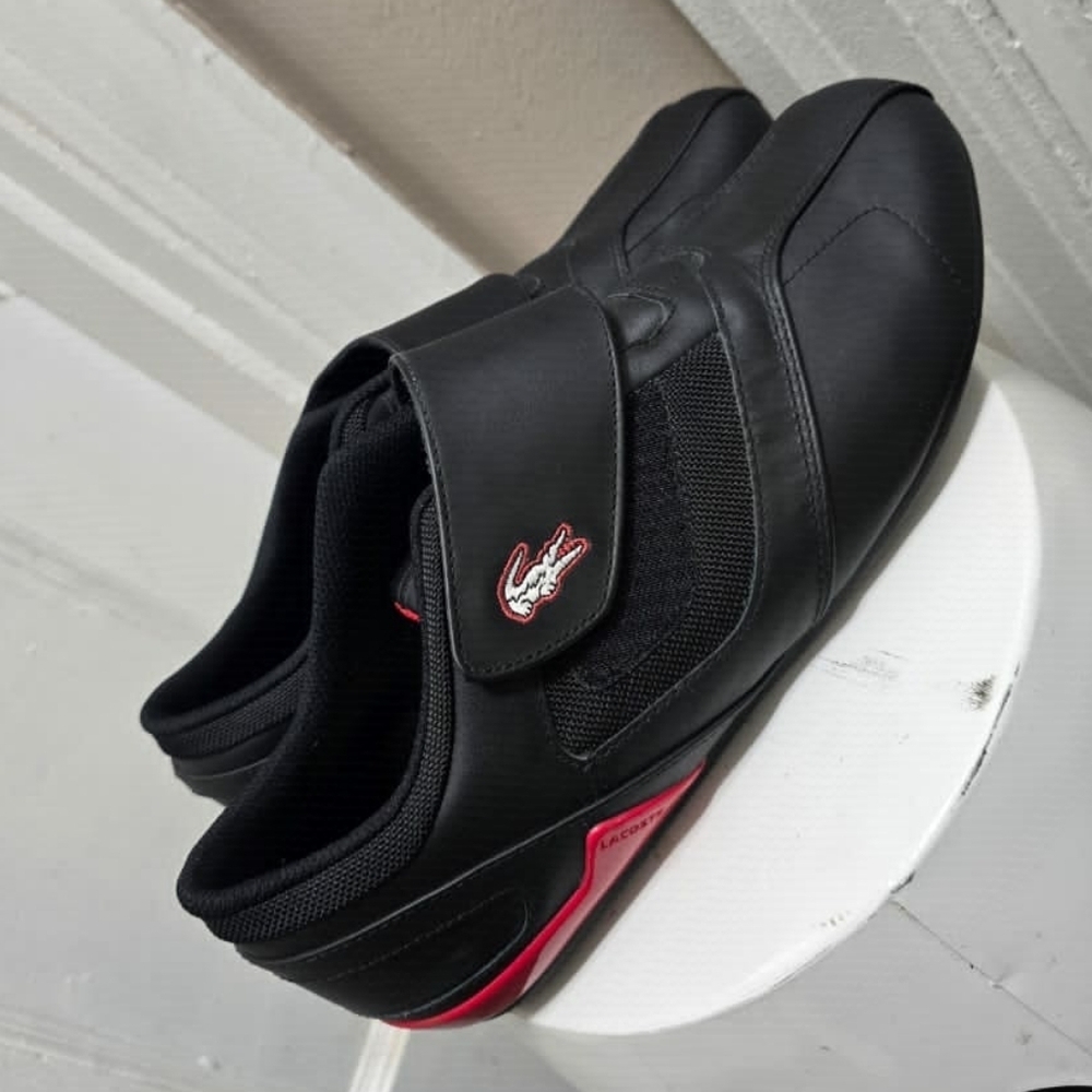 Lacoste Protect Crt Low Top Black Red Fashion Sneaker Men's Size 10🌴